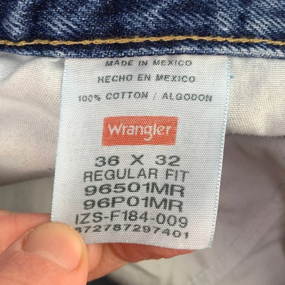 Wrangler Jeans‎ Mens 36x32 Dark Denim Regular Fit Western Faded Workwear